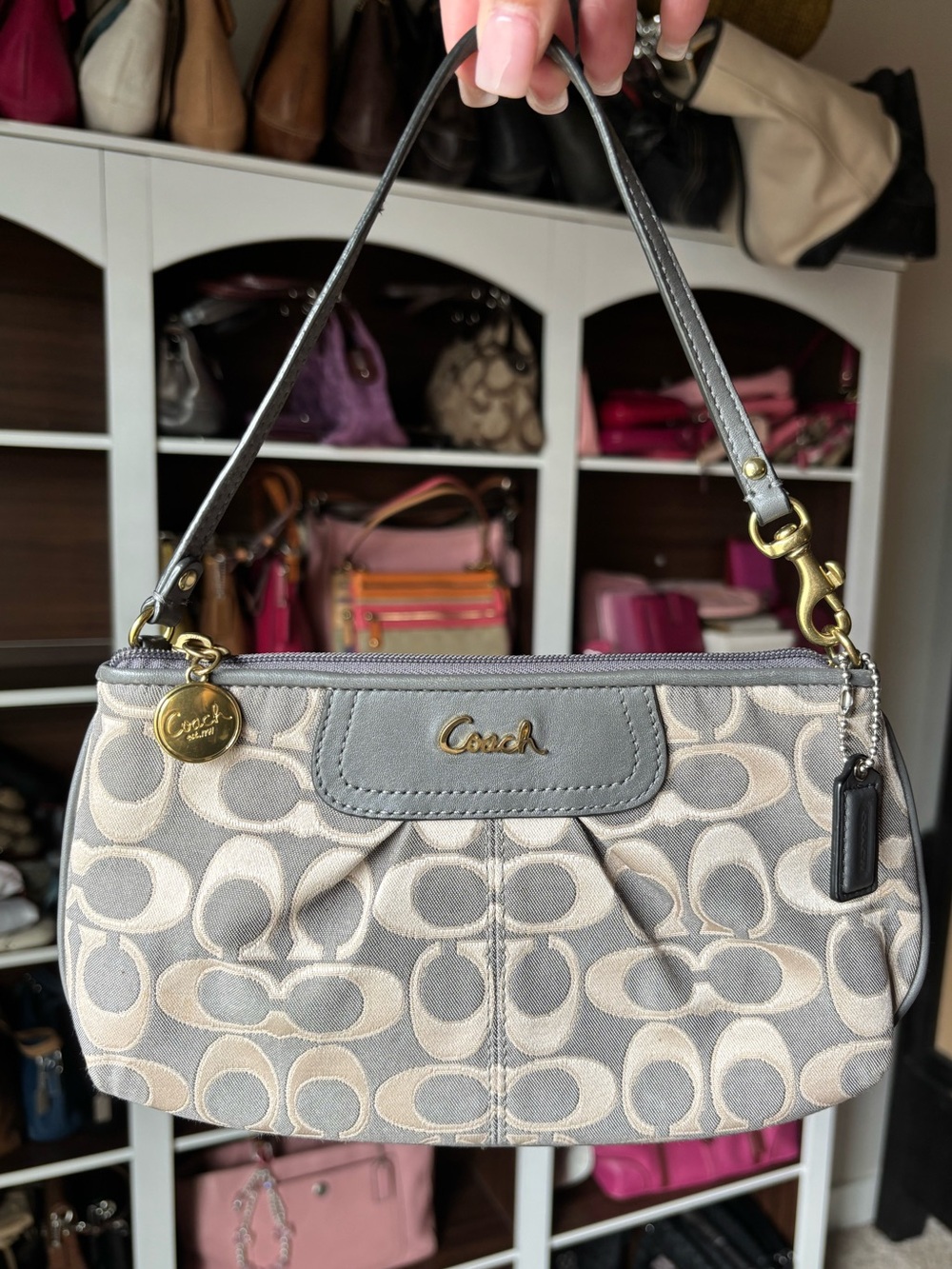 COACH Ashley Signature Sateen Wristlet Mini Bag